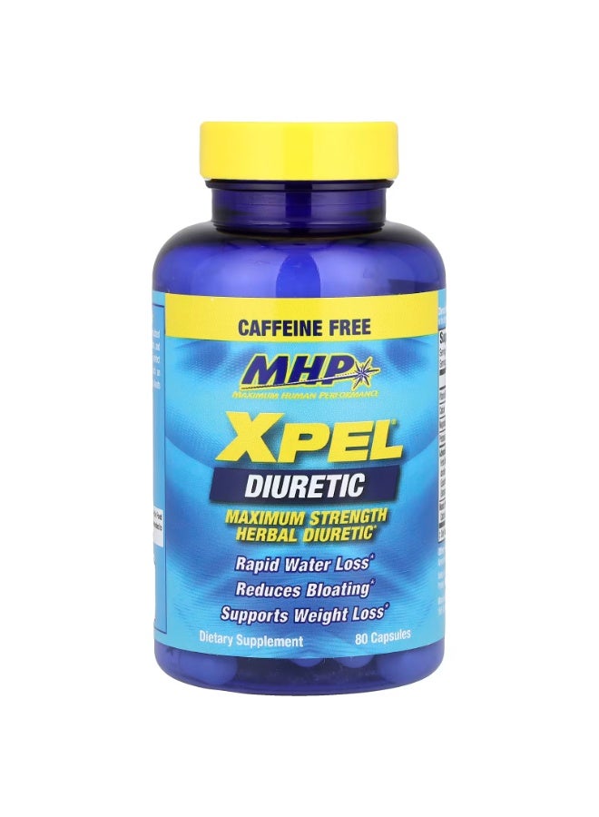 MHP, XPEL Diuretic, Maximum Strength, Caffeine Free , 80 Capsules - Image 1